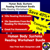 The Human Body Full Unit Reading Worksheet Bundle *Editable*