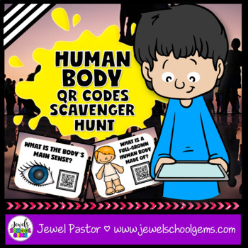 Preview of The Human Body Scavenger Hunt with Parts of the Body Trivia | QR Code Activities