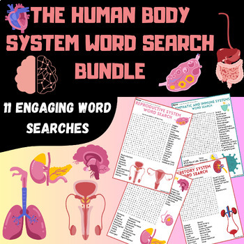 Preview of The Human Body System Word Search Puzzle Activity Bundle