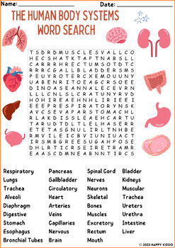 The Human Body Systems Word Search Puzzle Activity by Happy Kiddo