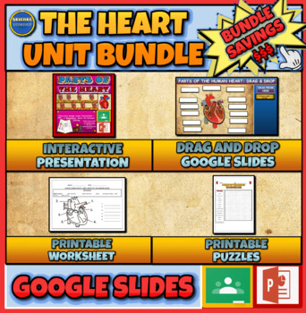 Preview of The Human Heart Unit Bundle: Presentation | Drag and Drop | Puzzles | Worksheet