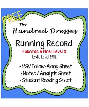 Preview of Running Records & Miscue Analysis Level O - The Hundred Dresses