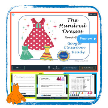 Preview of The Hundred Dresses by Eleanor Estes Novel Guide 3rd Grade Bullying Theme