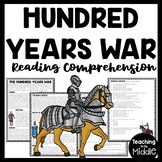 The Hundred Years War Reading Comprehension Worksheet Middle Ages