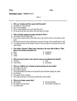 The Hunger Games Quizzes & Final Exam - Chapters 1-27 with Answer Key