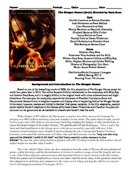 Preview of The Hunger Games Film (2012) Study Guide Movie Packet