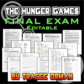 Preview of The Hunger Games Final Exam with Vocab - Word Doc