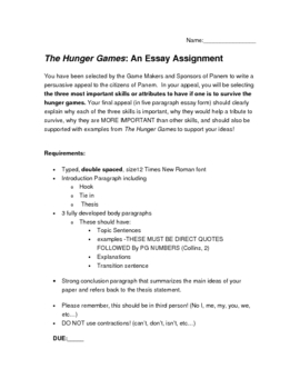 the hunger games 5 paragraph essay