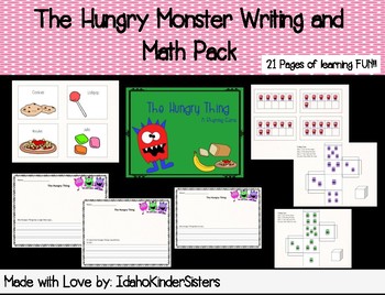 Preview of The Hungry Monster Writing and Math Pack