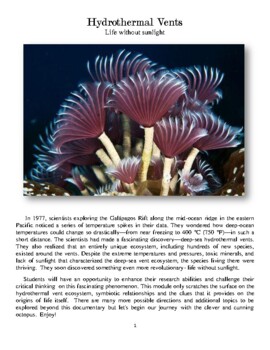 Preview of The Hydrothermal Vent Ecosystem- Comprehensive Lesson Module
