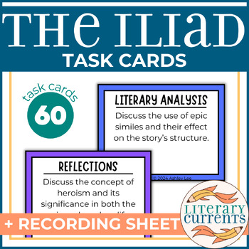 Preview of The Iliad | Homer | Analysis Task Cards and Response Sheet | AP Lit HS ELA