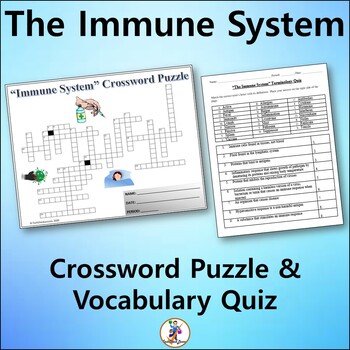 The Immune System Crossword Vocab Quiz by TechCheck Lessons TpT