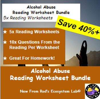 Preview of The Impact of Alcohol Abuse Lesson Reading Worksheet Bundle **Editable**