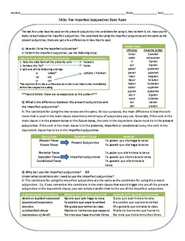 Preview of The Imperfect Subjunctive in Spanish: FAQs, Notes, Practice