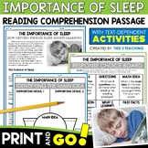 The Importance of Sleep Back to School Reading Passage