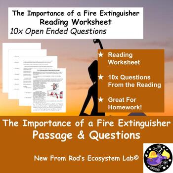Preview of The Importance of a Fire Extinguisher Reading Worksheet FREE **Editable**