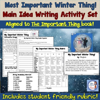 Preview of The Important Book Winter Writing Project using Main Idea & Details