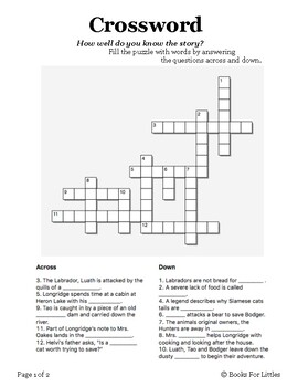 Preview of The Incredible Journey- Crossword
