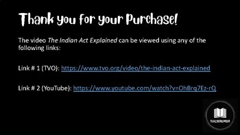 Preview of The Indian Act Explained - video worksheet (with answer key!)