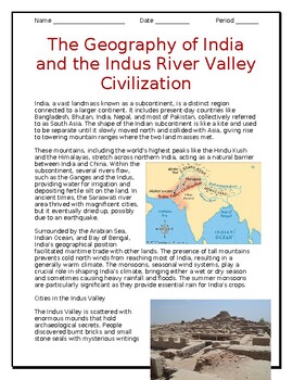 Preview of The Indus River Valley Civilization Reading in English and Spanish for ELLs