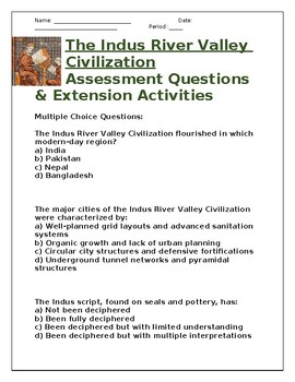 Ancient India Indus River Valley Activity - FREE Crossword Puzzle