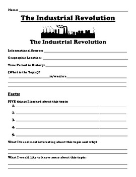 Preview of The Industrial Revolution "5 FACT" Summary Assignment
