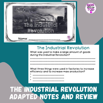 Preview of The Industrial Revolution Adapted Notes and Review