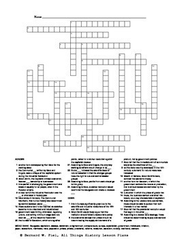 Industrial Revolution Review Crossword Puzzle TPT