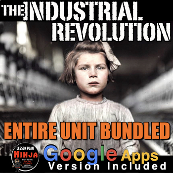 Preview of Industrial Revolution Unit: PPTs, Guided Notes, Worksheets, Test + GoogleApps
