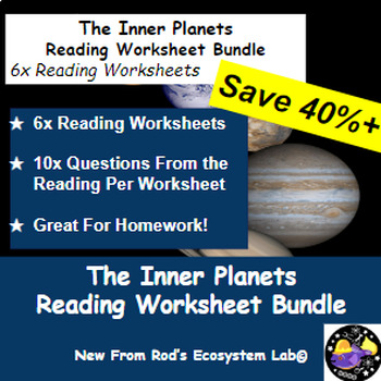 Preview of The Inner Planets Lesson Reading Worksheet Bundle **Editable**