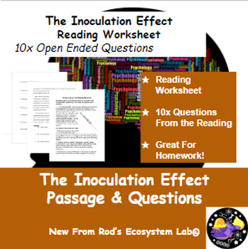 Preview of The Inoculation Effect Reading Worksheet FREE **Editable**