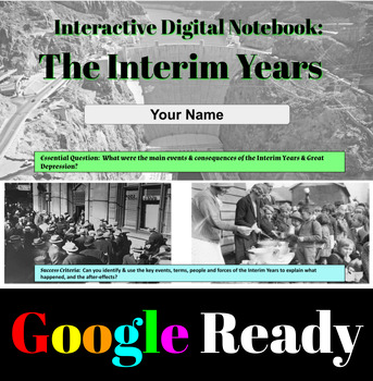 Preview of The Interim Years & The Great Global Depression:  Interactive Digital Notebook