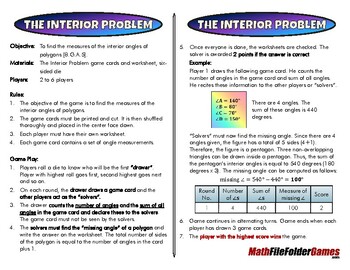 Preview of The Interior Problem - 8th Grade Math Game [CCSS 8.G.A.5]