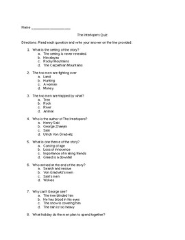 The Interlopers Quiz Worksheets Teaching Resources Tpt