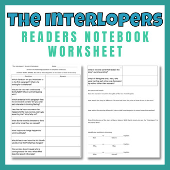 Preview of The Interlopers by Saki Readers Notebook Worksheet