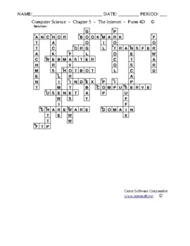 The Internet Crossword Activity with Word Bank Form 4 by Oscar Londono