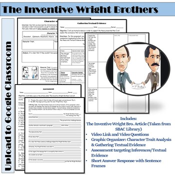 Preview of The Inventive Wright Brothers: Google Classroom Ready & Self Guided