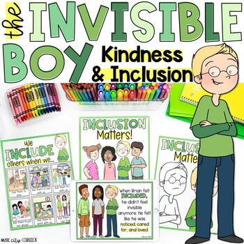 Preview of The Invisible Boy, Kindness & Inclusion Lesson, SEL Counseling 