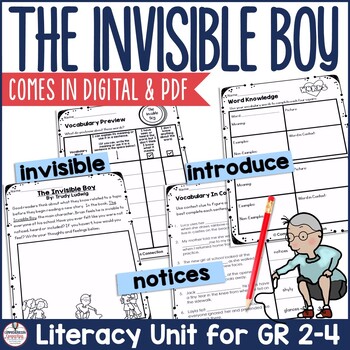 Preview of The Invisible Boy by Trudy Ludwig Activities for Reading, Writing, and SEL