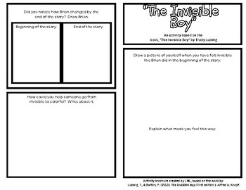 Preview of "The Invisible Boy" by Trudy Ludwig - Enrichment Literacy Brochure - ELB