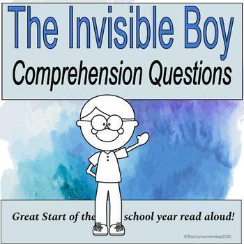 Preview of The Invisible Boy comprehension questions with personal goal poster