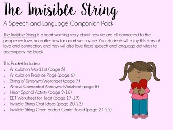 The Invisible String Speech and Language Companion Pack by Lauren