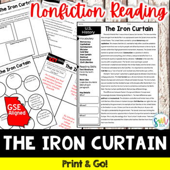 Preview of The Iron Curtain Reading & Writing Activities SS5H5, SS5H5a GSE & CCSS Aligned