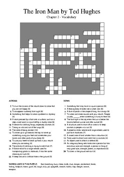 The Iron Man by Ted Hughes Chapter 2 Vocabulary Crossword by M Walsh