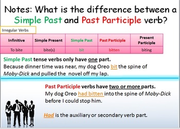 The Irregular Verbs Tutorial by ELA Reading and Writing Resources