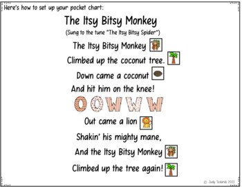 The Itsy Bitsy Monkey (A Pocket Chart Song) by Judy Tedards | TPT