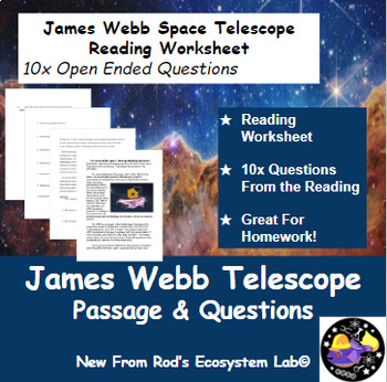 Preview of The James Webb Space Telescope Reading Worksheet FREE **Editable**
