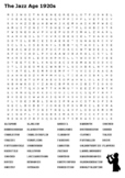 The Jazz Age 1920's Word Search