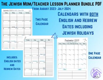 The Jewish Teacher Lesson Planner Bundle 2023-2024 PDF instant download