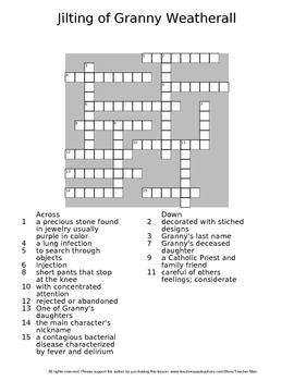 The Jilting Of Granny Weatherall Katherine Porter Guided Worksheet And Puzzles